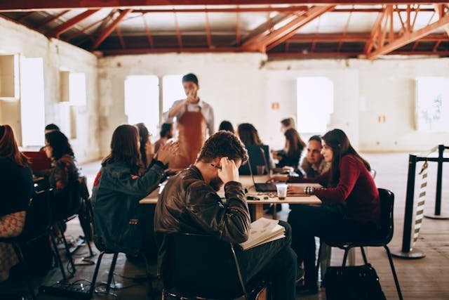 Group session in an open workshop